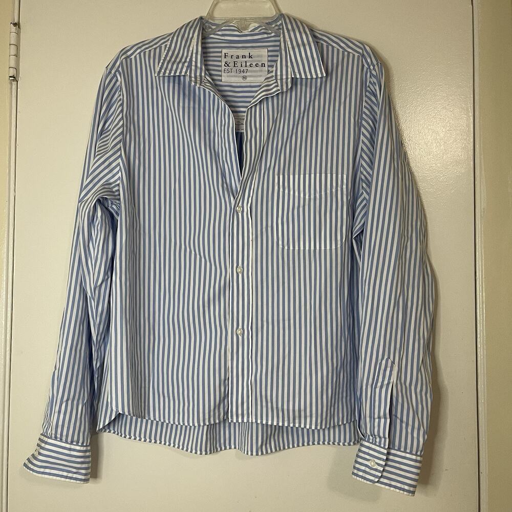 Frank & Eileen blue striped silvio button front long sleeve cotton shirt XL - Picture 2 of 7